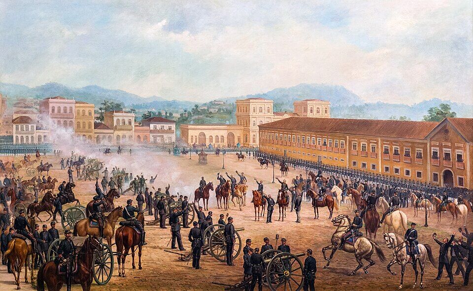 Pintura da Proclamação da República no Campo de Santana, no Rio de Janeiro, em 1889